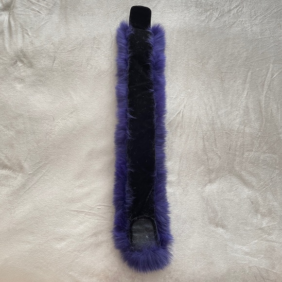 Surell Genuine Purple Rabbit Fur Snood Scarf Wrap Collar Headband Ear Muffs 24” - Picture 4 of 6